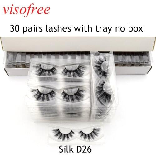 Visofree 30 Pairs/lot 3D Faux Silk Eyelashes Winged Silk Eyelashes Cruelty free Reusable Eye Lashes High Quality Silk-D26