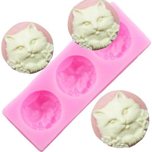 3D Cat Silicone Fondant Cake Molds Chocolate Sugarcraft Candy Clay Mould DIY Cupcake Decorating Animals Cake Baking Tools
