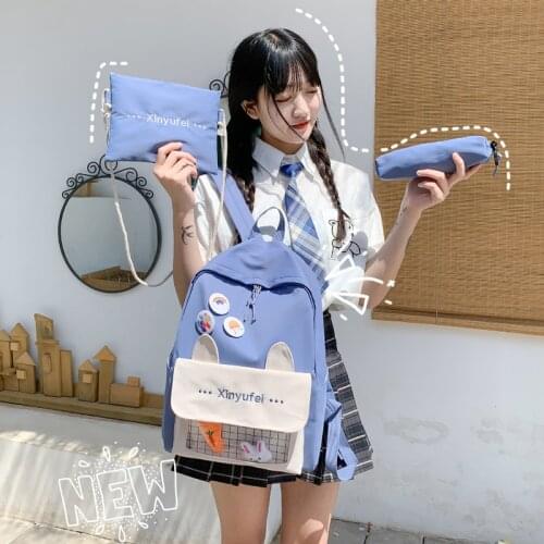 Bags for Teenage Girl 2021 Backpack 3 Piece Set High School Backpack Canvas Fashion Travel Women Bookbags Teen Student Schoolbag