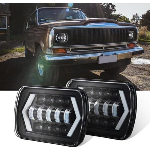 55W 7x6" 5X7" LED Projector Headlight Hi-Lo Beam Halo DRL For Jeep Cherokee XJ Waterproof car accessries