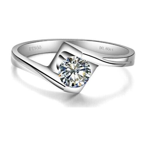 Test as Real 1.0Ct Moissanite Ring Royal Design Angel Kiss Solid 18K White Gold Ring for women customized genuine moissanite