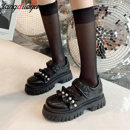 College style Lolita Shoes Women Mary Jane Platform Shoes Cosplay Round Toe Thick Heels Cross Woman 2021 Ladies Female Pumps