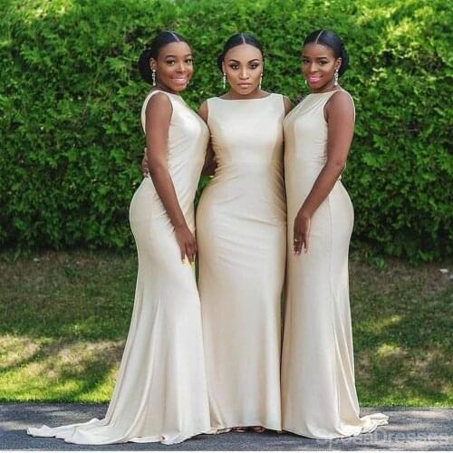 Gorgeous Custom Made Long Ivory Backless Mermaid Women Wedding Guest Bridal Bridesmaid Dresses 2021