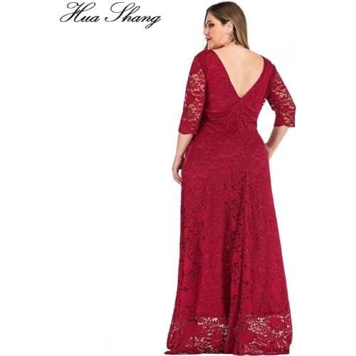 6XL Plus Size Lace Party Dress Women Autumn Winter V Backless Elegant Sexy Party Dress Pockets Floor Length Maxi Long Dresses