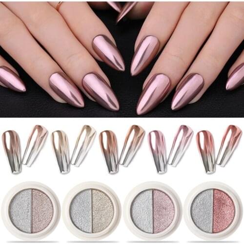 1 Box Double Color Solid Chameleon Powder Nail Art Laser Effect Glitter Mirror Nail Powder Shining Chrome Decoration Polish