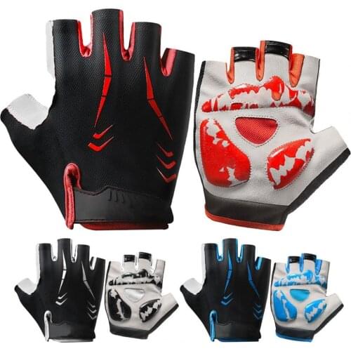 1 Pair Workout Gloves Sports Cycling Shock Absorber Fingerless Half Finger Breathable Nylon Wrist Support Cycling Bike Gloves