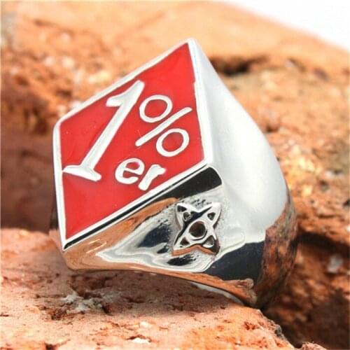 1pc Biker Style Red Color 1% Hot Selling 316L Stainless Steel Polishing Cool Ring
