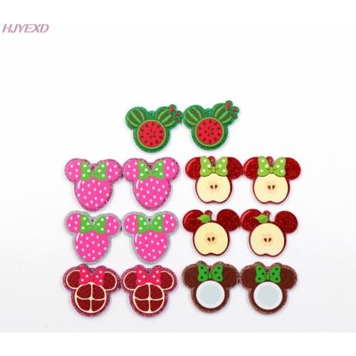 10pcs /lot) 35mm Strawberry Apple Mouse Head For Earrings Glitter Acrylic Fruit Jewelry Making Accessories