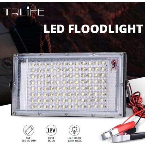 100W/50W LED Floodlight Portable Work Lamp DC 12V Lantern Spotlight Flashlight Outdoor Searchlight With Clip 6500K White Light