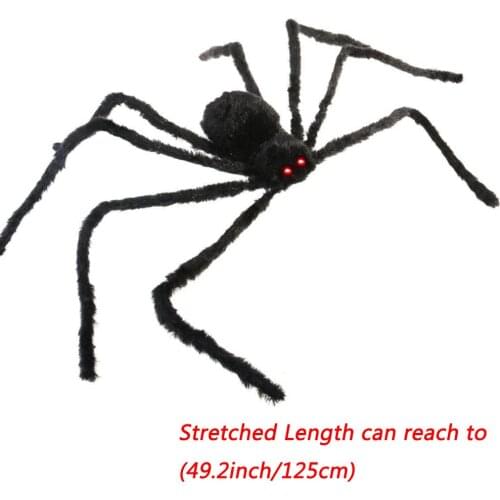 125cm Huge Size Halloween Hanging Spider Black Scary Hairy Realistic Giant Spider Garden Yard Party Decoration 3
