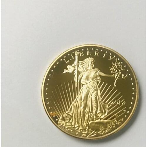 2 Pcs Non Magnetic 2012 Freedom Coins Statue Gold Plated Badge 32.6 Mm Souvenir Commemorative Decoration Collectible Coin