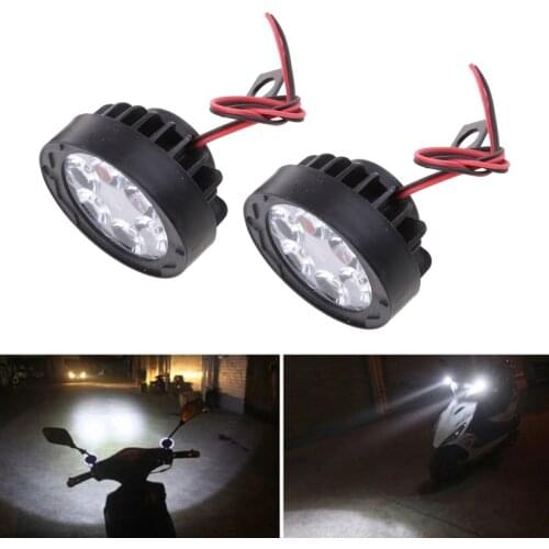 2Pcs Motorcycle Headlight Fog Driving Lights 6 LED Working Spot Light Fog Lamp Scooters Spotlight Motorcycle Side Mirror Lights