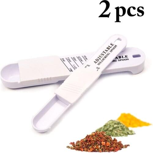 2pcs Adjustable Measuring Spoon Creative Design Spoon Teaspoon Premium PP Plastic Sugar Seasoning Metering Spoon Kitchen Supply