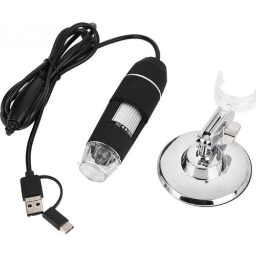 3 in 1 Type-CMicro USBUSB Interface HD Digital Microscope Magnification 1000X with Metal Tripod Black