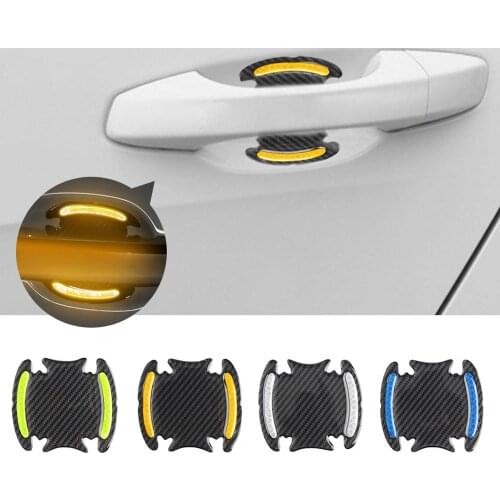 4Pcs Car Door Bowl Handle Reflective Sticker Universal Protection Sticker Door Handle Paint Surface Scratch Reflective Sticker