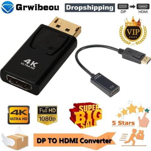 4K DisplayPort to HDMI-compatible Adapter Converter Display Port Male DP to Female HD TV Cable Adapter Video Audio For PC TV