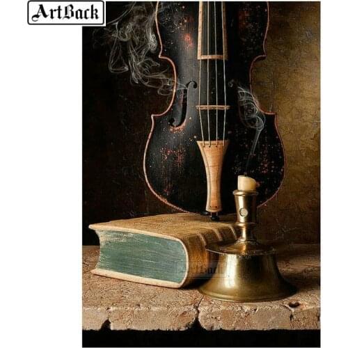 5d diamond painting book violin icon full square diamond art mosaic resin 3d round drill canvas embroidery scenery 40x60cm