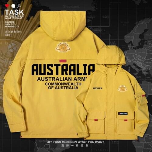 Australia AUS Aussie Australian men jacket hooded Land Force logo army fan new trench coat men casual mens top clothes autumn
