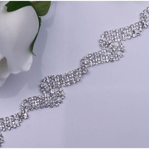 Free Shipping 5yards Rhinestone crystal Chain Bridal Sash Rhinestone Applique, Wedding Applique,Rhinestone Trimming LSRT070