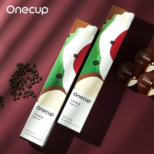 Free shipping OneCup Cappuccino 10 Cups of Ground Coffee Beans Delicate Mellow Milk Bubble Capsule Coffee