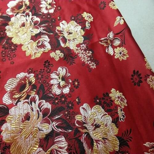 ViaPhil Brand Beautiful Red Blooming Peony Flower Brocade Apparel Costume patchwork 50x72cm Cloth Dress Upholstery Furnishing