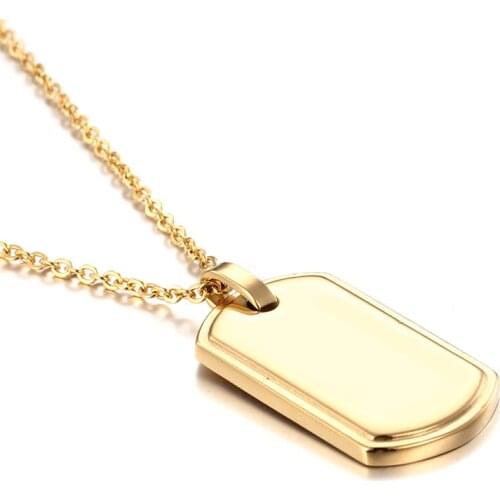 2017 High Quality Stainless steel Dog Tag Army card Pendant Necklace Gold with chain 24