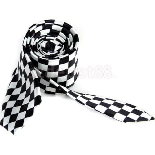 Black White Plaid Checkered Necktie