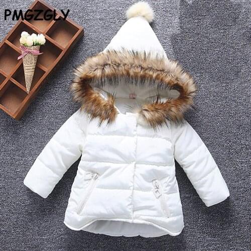 Girl Parkas 1-5 T Wadded jacket Hooded collar down jacket childrens Autumn Winter jackets Baby down coat Jackets outerwear