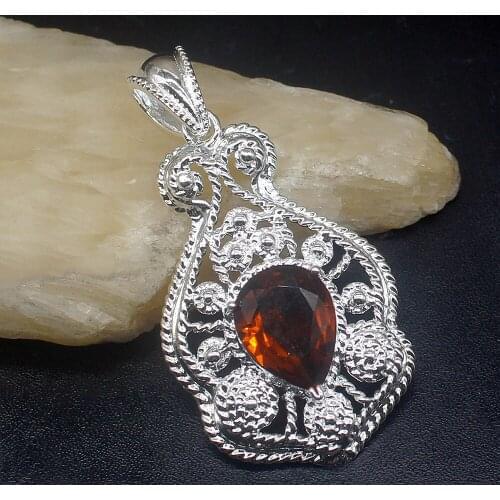 Gemstonefactory Jewelry Big Promotion 925 Silver Genuine New Honey Topaz Women Ladies Mom Gifts Necklace Pendant 20213560