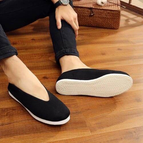 Handmade cotton shaolin monk kung fu taoist shoes zen lay shoes wushu taiji tai chi martial arts sneakers black