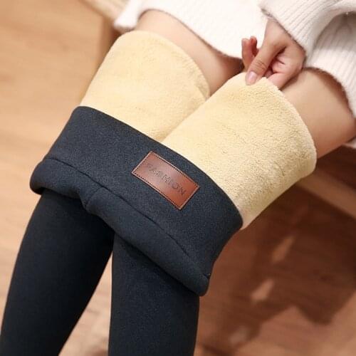 Women Winter Leggings High Waist Elastic Plus Velvet Thick Legging Push Up Slim Keep Warm Lamb Wool Leggins Female