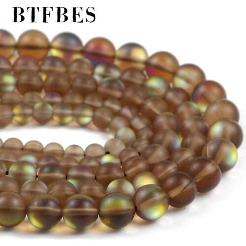 Frosted Matte Brown Synthetic Flash Stone Natural Labradorite beads Round Loose bead for Jewelry Bracelet Making DIY 6 8 10mm 15