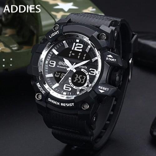 ADDIES Fashion Outdoor Sport Watch Men Multifunction Watches Alarm Clock Dual display Waterproof Digital Watch reloj hombre 1605