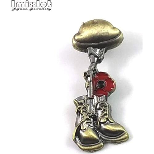 Retro Veteran Helmet Brooch EX-Soldier Boot Collar Pin Mens Jackets Backpack Badge High Quality Enamel Metal Brooch Jewelry