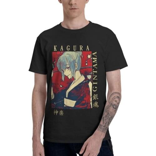Gintama T Shirt Mens Cotton Print T-shirt Graphic Tshirt Short Sleeve Samurai Anime Manga Gin Tama Kagura Tees Tops