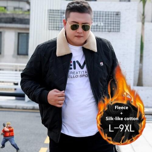 Men Bomber Jacket Fleece Parka Mujer Black Oversized Thick 7XL 8XL 9XL Coats Streetwear Autumn Winter Warm Plus Size Clothing
