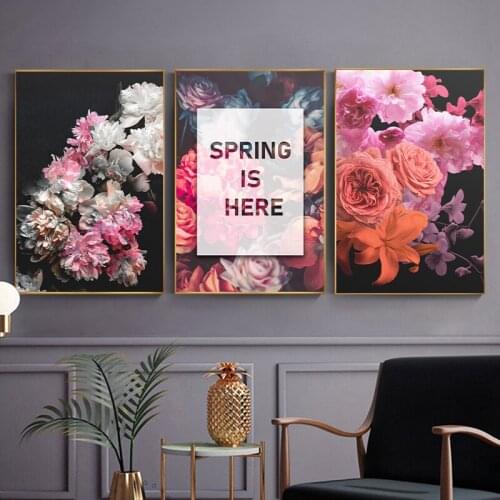 Peony Rose Flower Wall Art Canvas Painting Nordic Floral Poster and Print Pictures for Living Room Salon Vintage Home Decoration