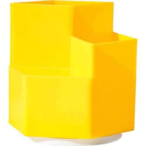 Pure Color Rotating Prismatic Brush Pot Cute Pen Holder Large Capacity Fashion Storage Box