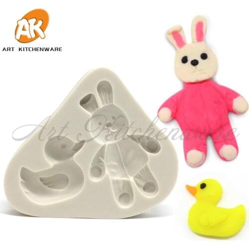 Easter Silicone Mold Rabbit & Duck Cake Decoration Mold 3D Silicone Cake Mold Fondant Cake Decorating Tools Bakery Bakeware