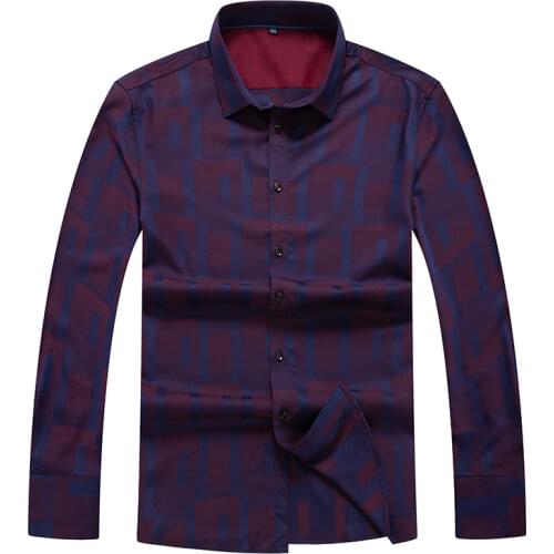 Plus 10xl 8xl 6xl autumn winter Mens Shirt Social Dress Print Casual Slim Fit Long Sleeve Shirts Men Clothes Camisa Masculina
