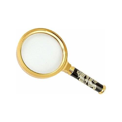 Gold Tone Dragon Pattern Handle Hand Held 5X Magnifier
