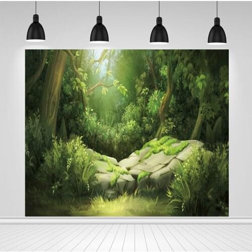 Scopiso Green Forest Backdrops For Photography Tree Grass Shrub Fairytale Baby Child Scenic Photo Backgrounds Photocall Photo