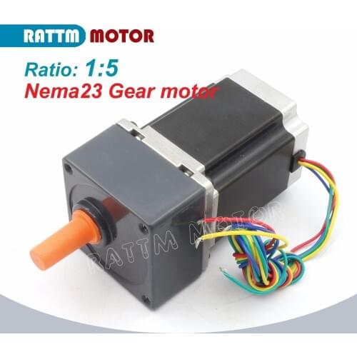 Nema23 stepper motor geared motor 1:5 Ratio L76mm 850oz.in 3.0A 4-Lead for CNC Router Engraving machine Reduction RATTM MOTOR