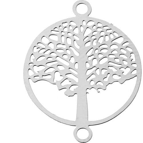 DoreenBeads Stainless Steel Connectors Findings Round dull silver color Hollow 19mm(6/8")x 15mm(5/8"),30 PCs