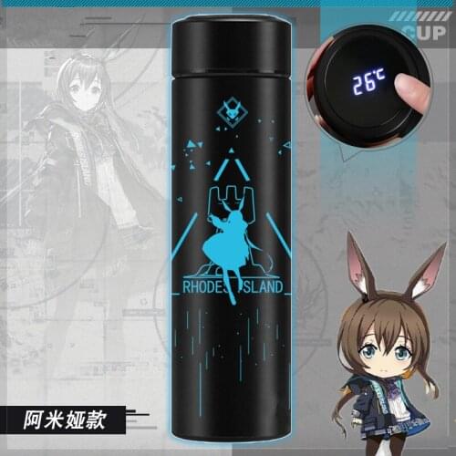 Game Arknights W Exusiai SilverAsh Amiya Thermos Cup Temperature Display Student Water Cup Vaccum Cup Water Bottle Xmas Gift