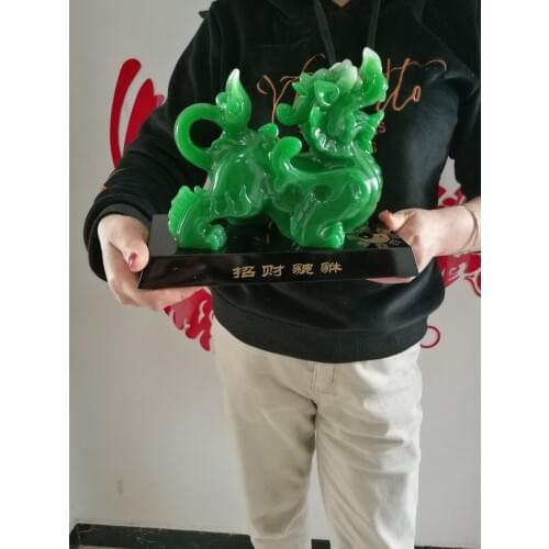 2020 office home Southeast Asia TOP FENG SHUI Talisman Money Drawing dragon PI XIU green crystal Sculpture ART statue # 24CM