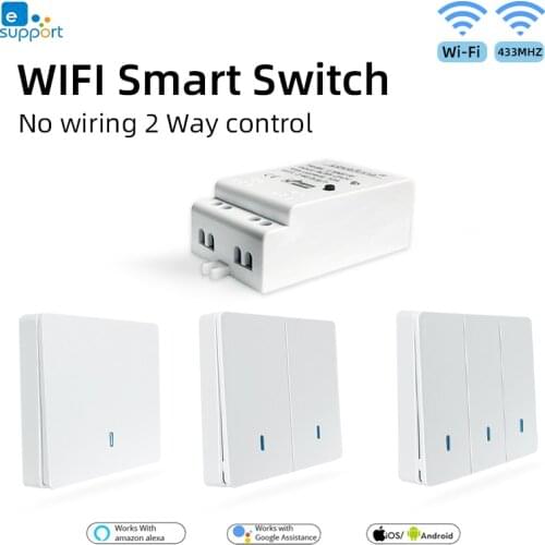 EWeLink WIFI Smart Light Switch RF433 & WIFI APP Wireless Switch DIY Breaker Timer Remote Control Works With Alexa Google Home