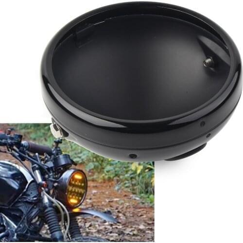 Universal Motorcycle 7" Front LED Headlight Mounting Housing Bracket Lamp Cover Matte Black