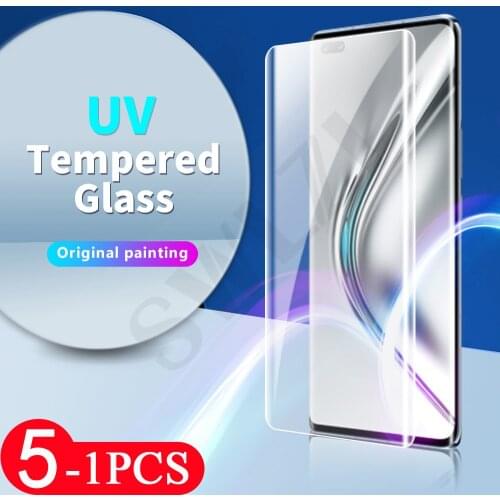5-1Pcs phone screen protector for Huawei mate 20 30 40 RS honor V40 50 nova 7 8 P30 P40 pro plus UV Glass tempered glass HD film