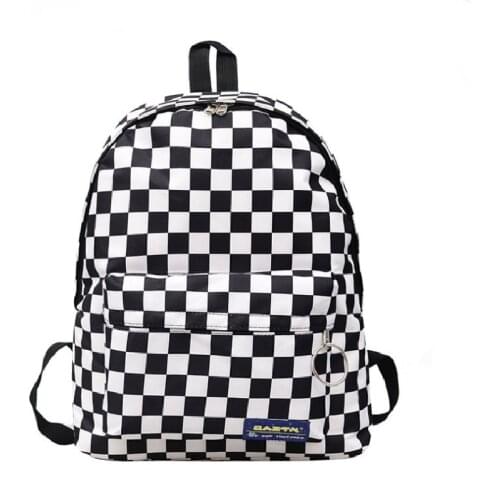 Women Backpack Black White Checkerboard High Capacity Backpack Fashion Casual Outdoor Travel Backpack Female Bags Рюкзак Женский